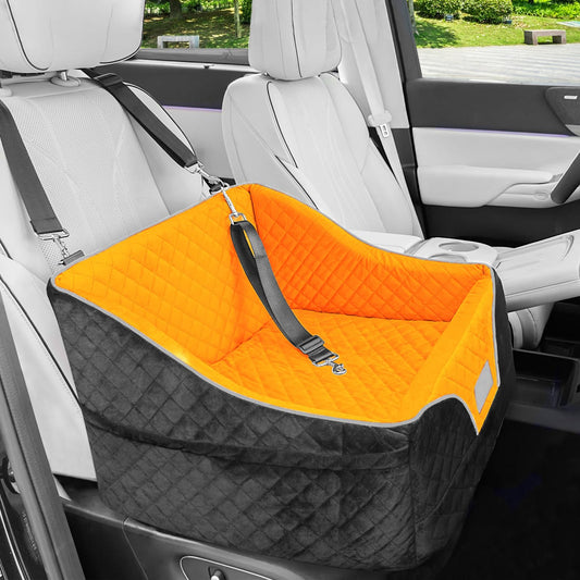 Lepark Dog Car Seat for Small Dog Cat Pet Dog Booster Car Seat with Washable Cover and Storage Pockets Travel Safety Seat for Front/Back Seats(Orange) A minha loja
