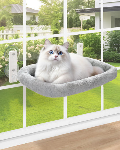 keny Cat Window Perch with Soft Plush Cushion Bed Cordless Cat Window Hammock with 3.54" Larger Suction Cups Easy to Assemble Cat Window Bed Seat for Indoor Cats Grey A minha loja