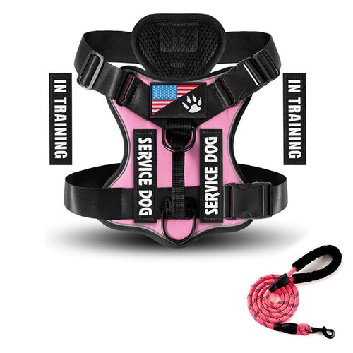 KUBEMUEG No Pull Dog Harness Reflective Adjustable Soft Padded Pet Service Vest with Easy Control Handle No Choke Dog Harness for Small Medium Large Dogs (Pink Medium) A minha loja